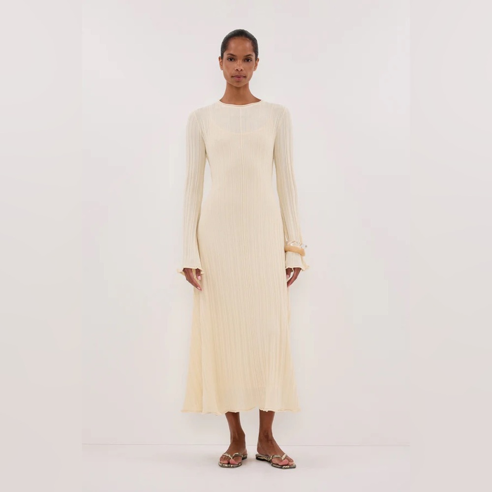SYLVIA CREAM KNIT MIDI DRESS
